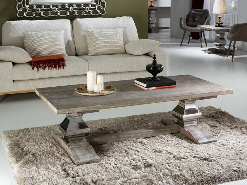 Mesa de centro Schuller Antica madera de fresno y acero 160cm 591538