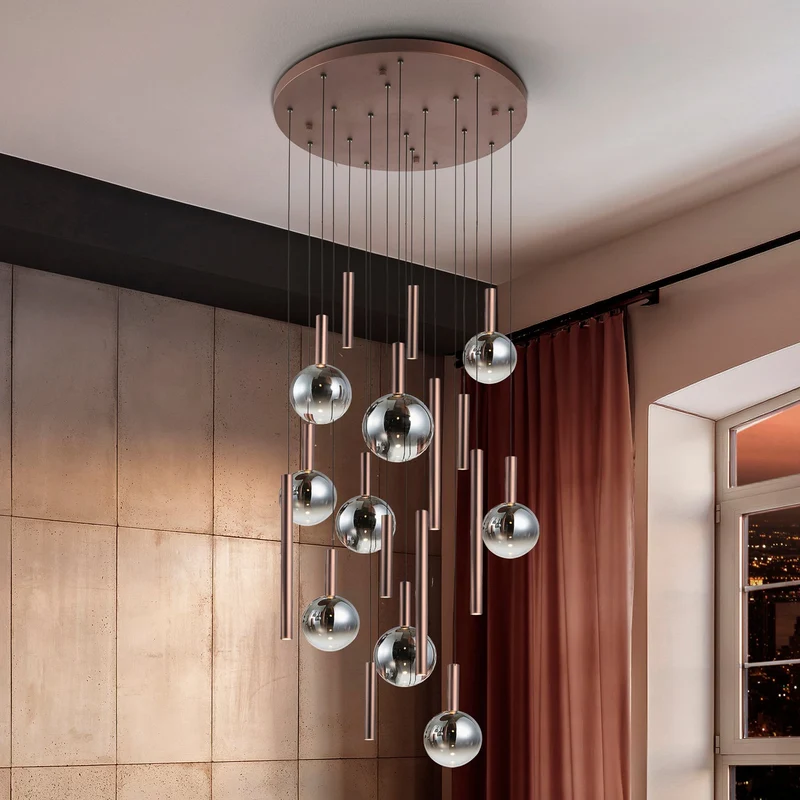 Lámpara de techo colgante grande Schuller Sapore 18 luces Bronce oscuro 217842