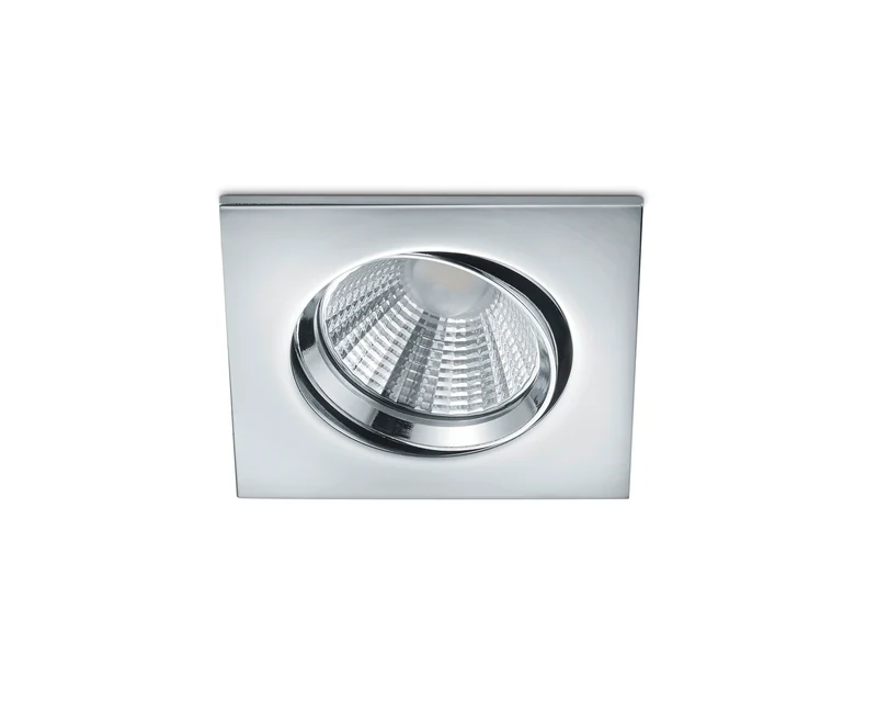 Plafón de techo Trio Pamir LED cromo 3000K regulable IP23 8,5cm 6