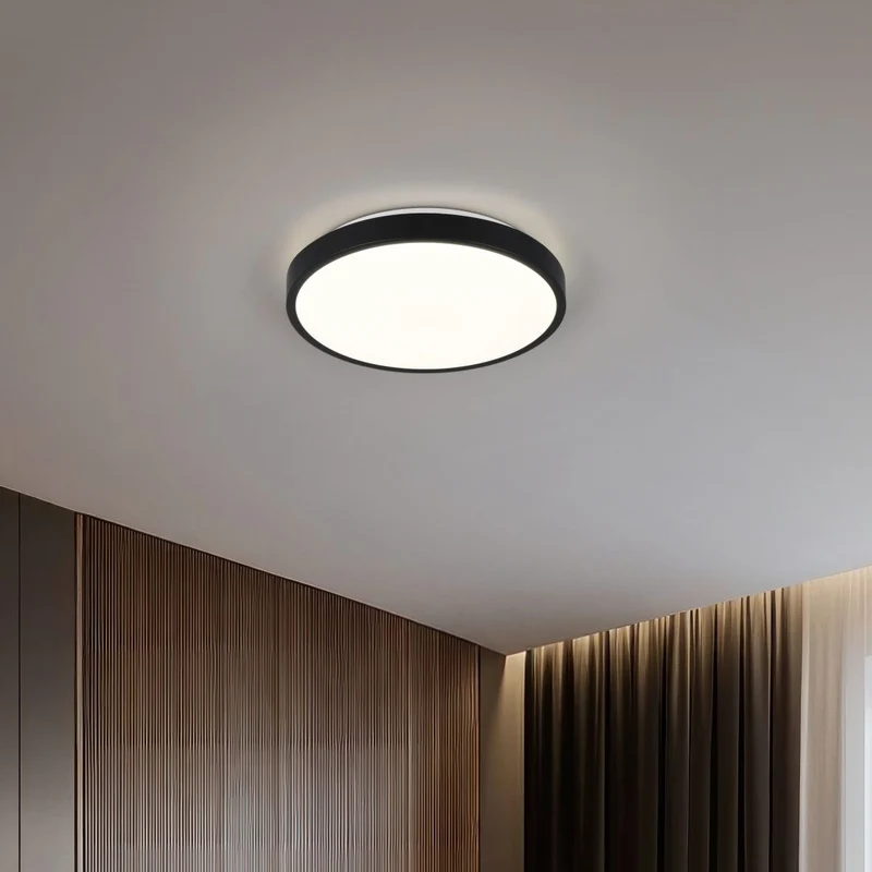 Plafón de techo Trio Slope LED negro mate 3000K Ø28,5cm R