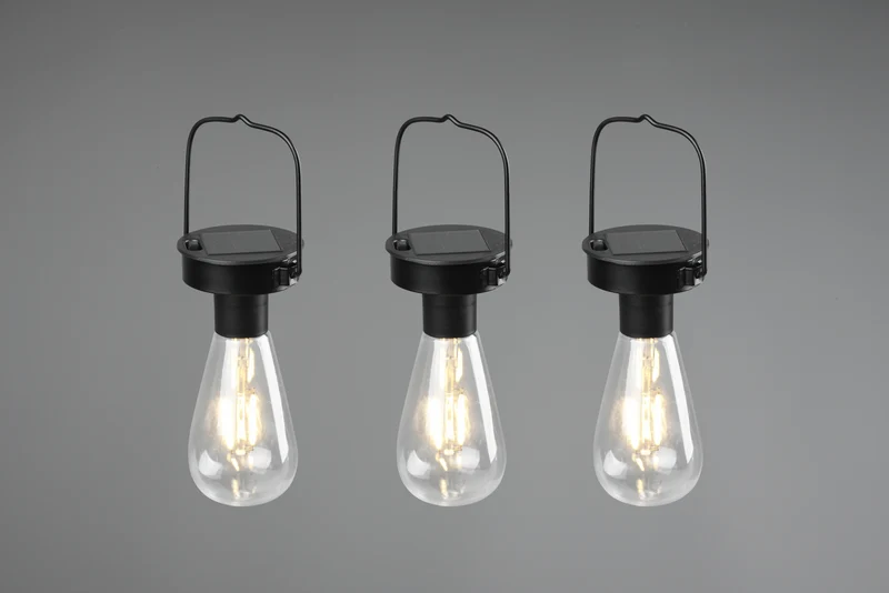 Lámpara colgante de exterior Trio Campus LED negro mate solar IP44 23,5cm R
