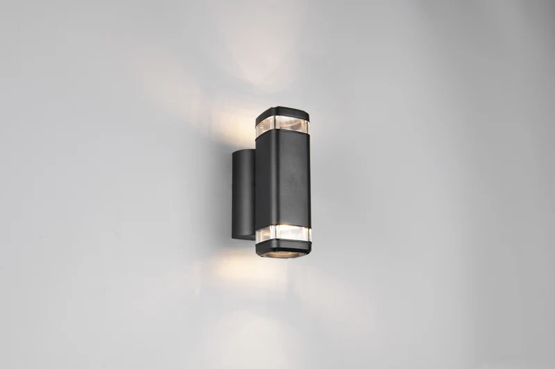 Aplique de exterior Trio Barcelos 2 luces negro mate arriba y abajo IP44 R26446232