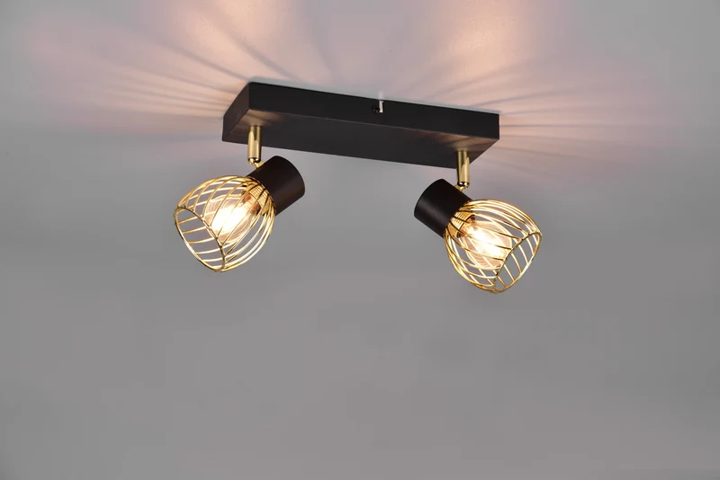 Foco Trio Ardon 2 luces negro y dorado y R81382080