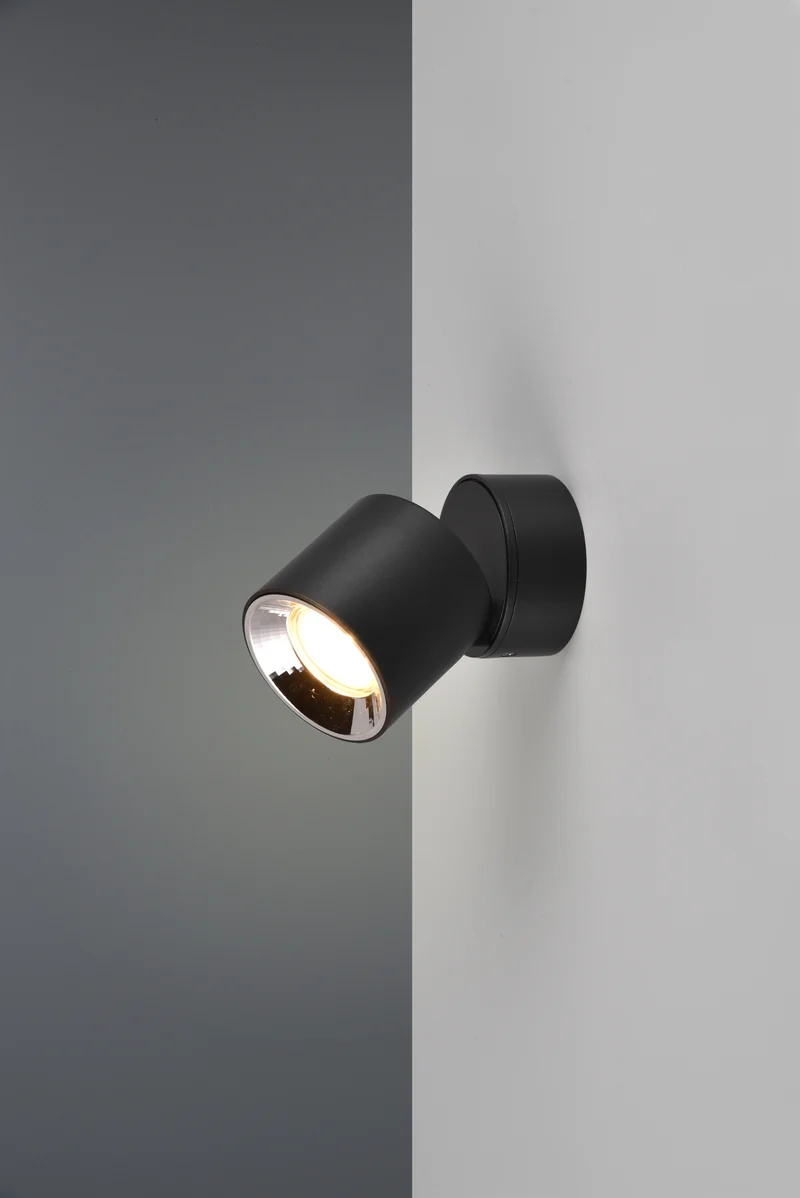 Plafón de techo Trio Guayana negro mate Ø8,7cm 651000132