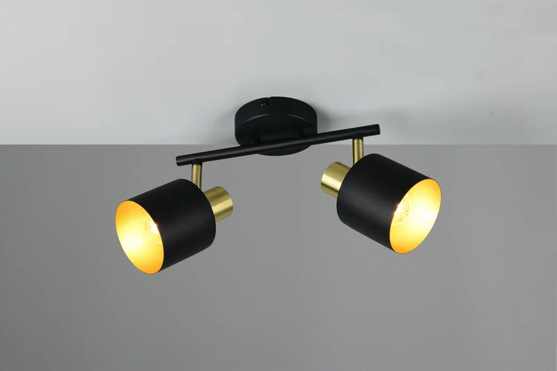 Foco Trio Eva LED negro y dorado 2700K 36,5cm 8