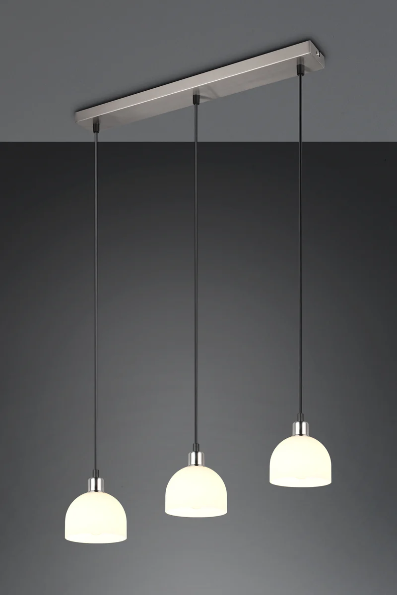 Lámpara de techo colgante Trio Molly 3 luces níquel mate 150cm R31863007