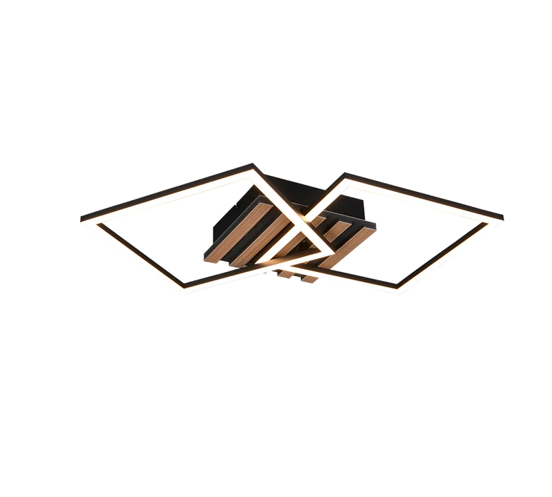 Plafón de techo Trio Zaro LED negro mate 3000K 59,5cm R