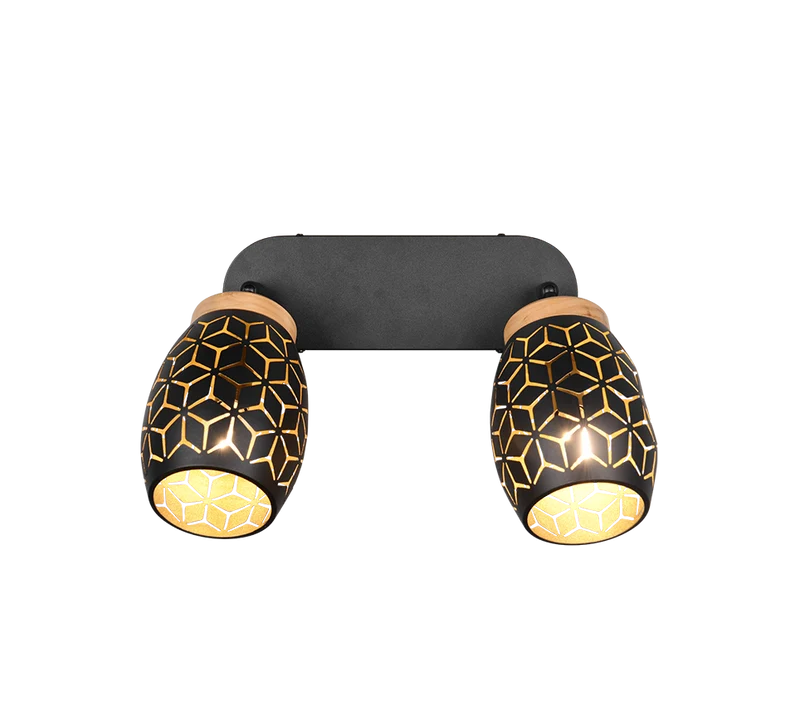 Foco Trio Bidar 2 luces negro y dorado R81572080