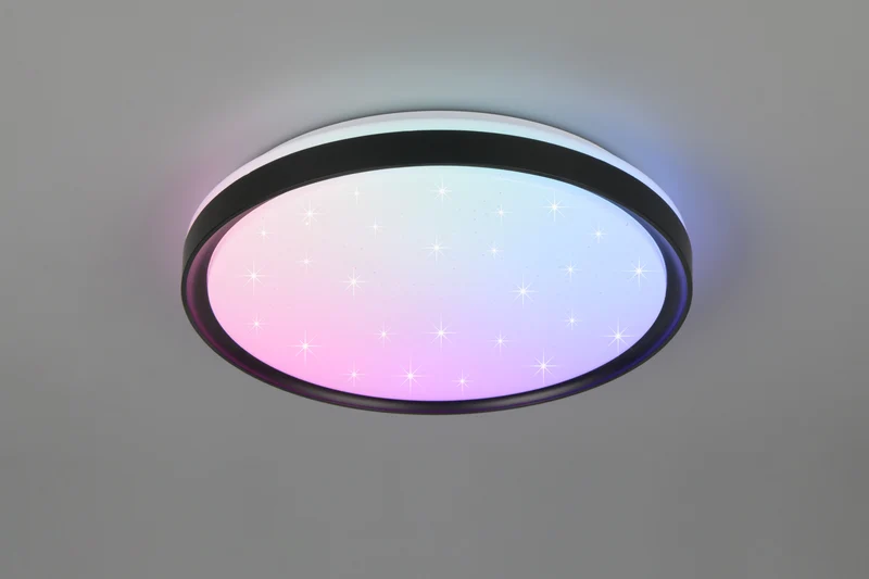 Plafón de techo Trio Solit LED negro mate CCT Ø39cm R
