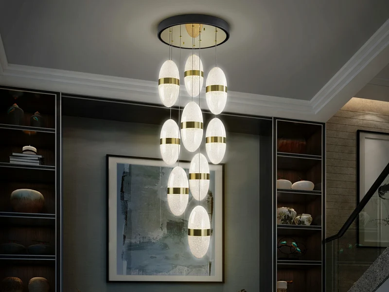Lámpara de techo colgante Schuller Garden grande 9 luces negro y bronce 3000K Ø50cm
