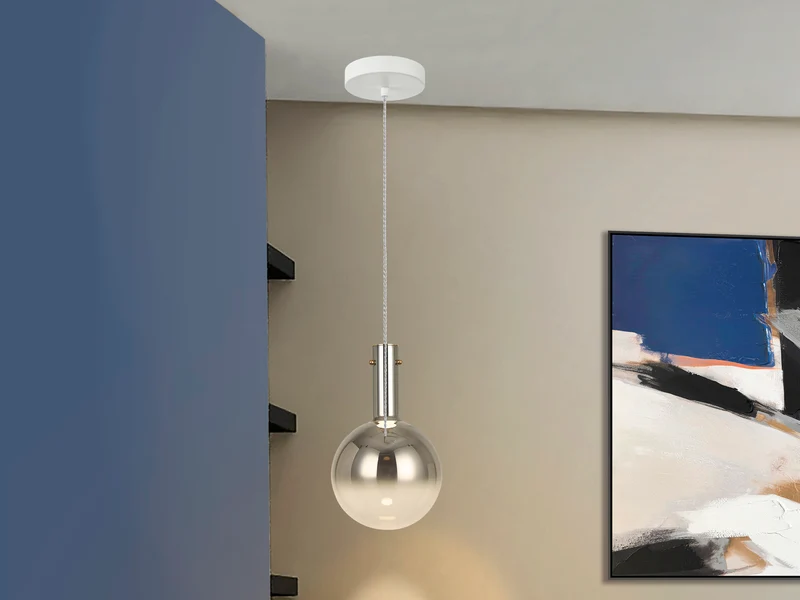 Lámpara de techo colgante Schuller Matices 1 luz blanco y smoke cristal soplado 3000K