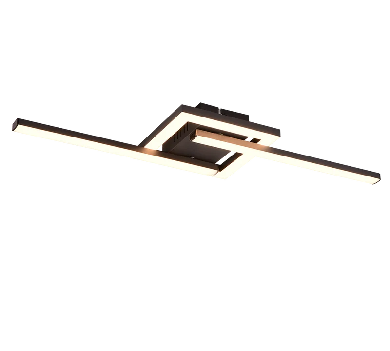 Plafón de techo Trio Viale LED negro mate 3000K 54,4cm R67303132