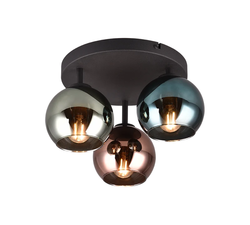 Plafón de techo Trio Sheldon 3 luces multicolor y azul Ø33cm R61303017