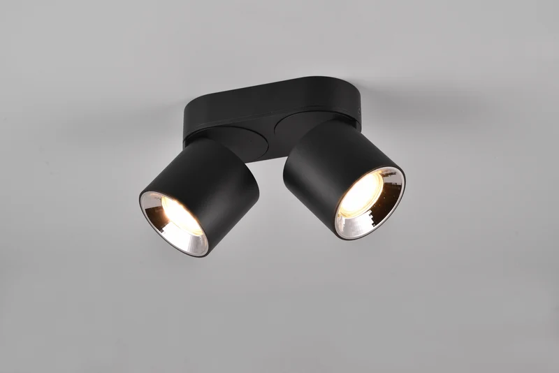 Plafón de techo Trio Guayana 2 luces negro mate 18cm 651000232