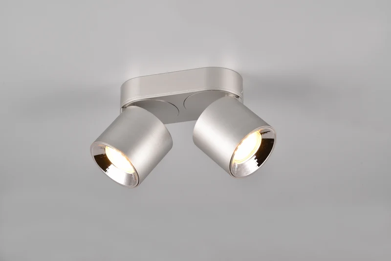 Plafón de techo Trio Guayana 2 luces níquel mate 18cm 651000207