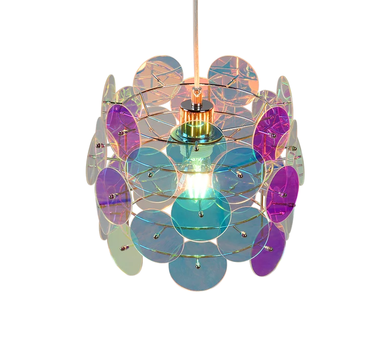 Lámpara de techo colgante Trio Iride LED transparente iridescent 2700K 150cm R