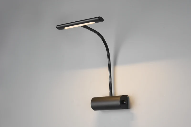 Aplique de pared Trio Curtis LED negro mate 3000K 35cm 2