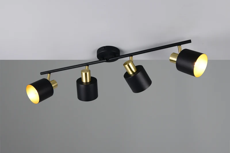 Foco Trio Eva LED negro y dorado 2700K 78cm 8
