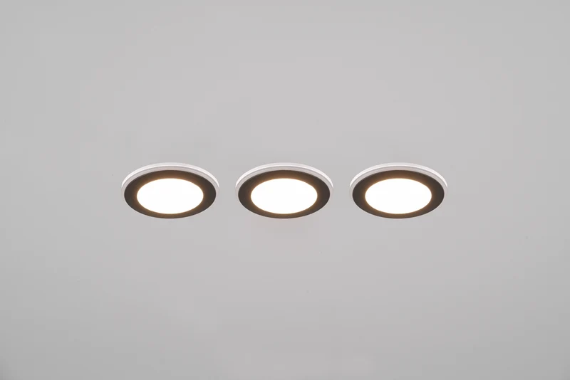 Downlight empotrable Trio Argus LED negro mate 3000K Ø8,2cm 6