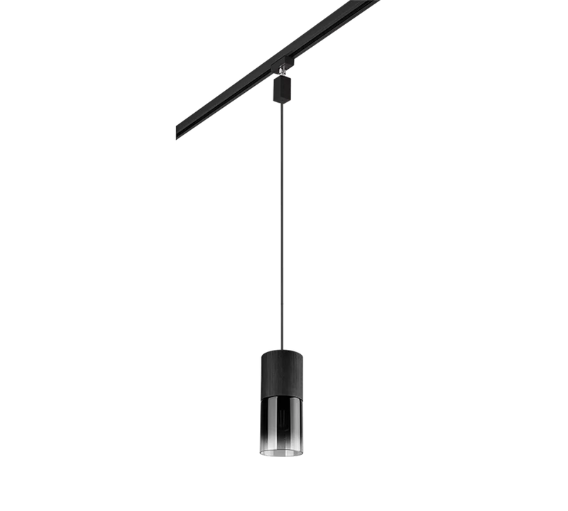 Lámpara de techo colgante Trio Duoline vidrio negro mate 180cm 73060132