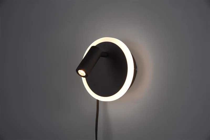 Aplique de pared Trio Jordan LED negro mate 3000K regulable 2