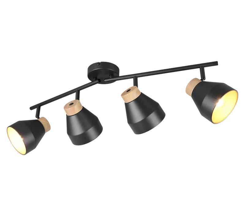 Foco Trio Valentin 4 luces negro mate 71,5cm R81924032