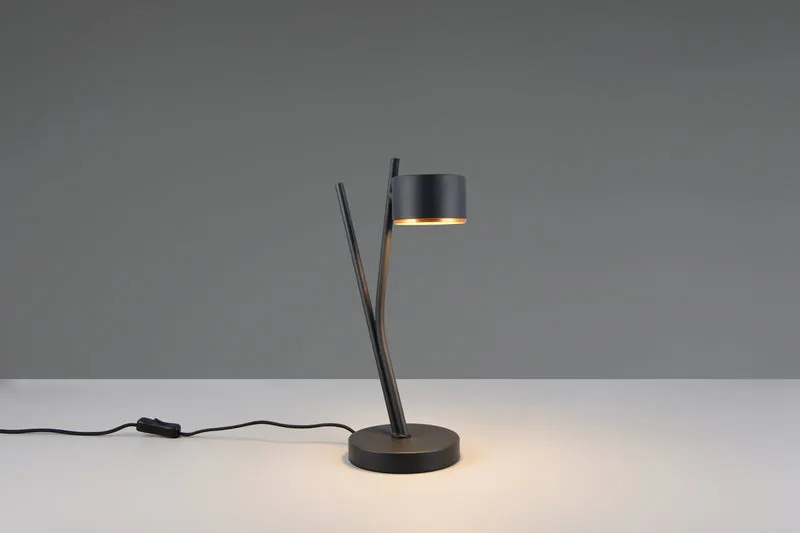 Lámpara de sobremesa Trio Coda LED negro y dorado 2700K 37,5cm 5
