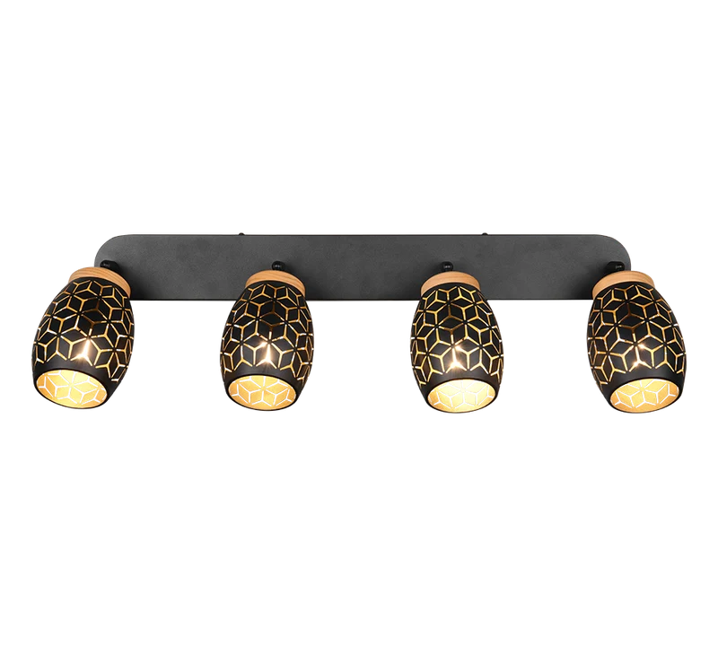 Foco Trio Bidar 4 luces negro y dorado 74cm R81574080