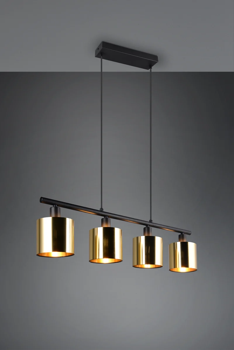 Lámpara de techo colgante Trio Jason 4 luces dorado 150cm R36304079