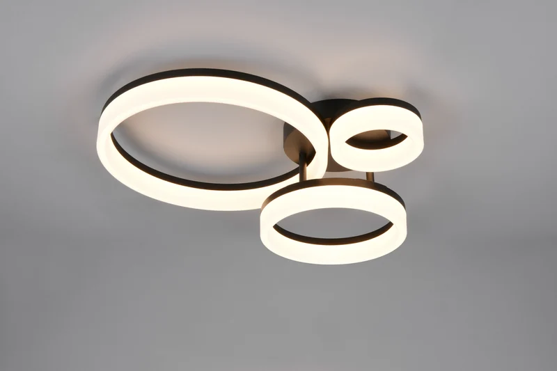 Plafón de techo Trio Scope LED negro mate 3000K 51cm R