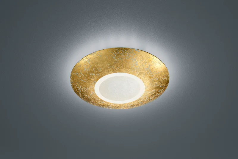 Plafón de techo Trio Chiros LED dorado 3000K regulable Ø32cm 6
