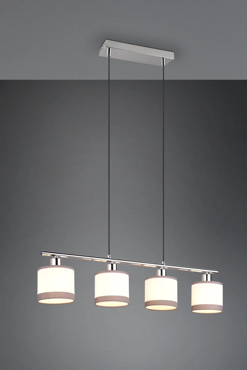 Lámpara de techo colgante Trio Davos 4 luces cromo 150cm R31554006