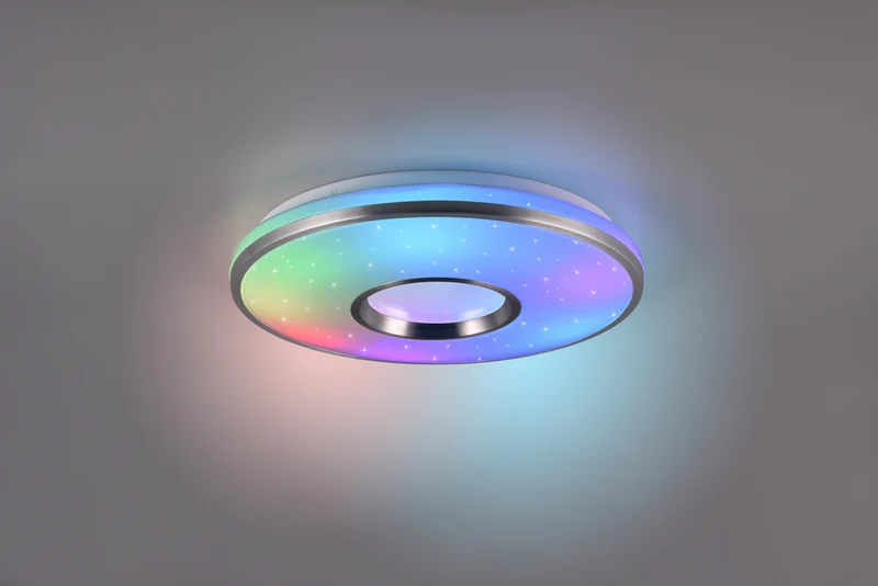 Plafón de techo Trio Realta LED brushed aluminium CCT Ø39cm R