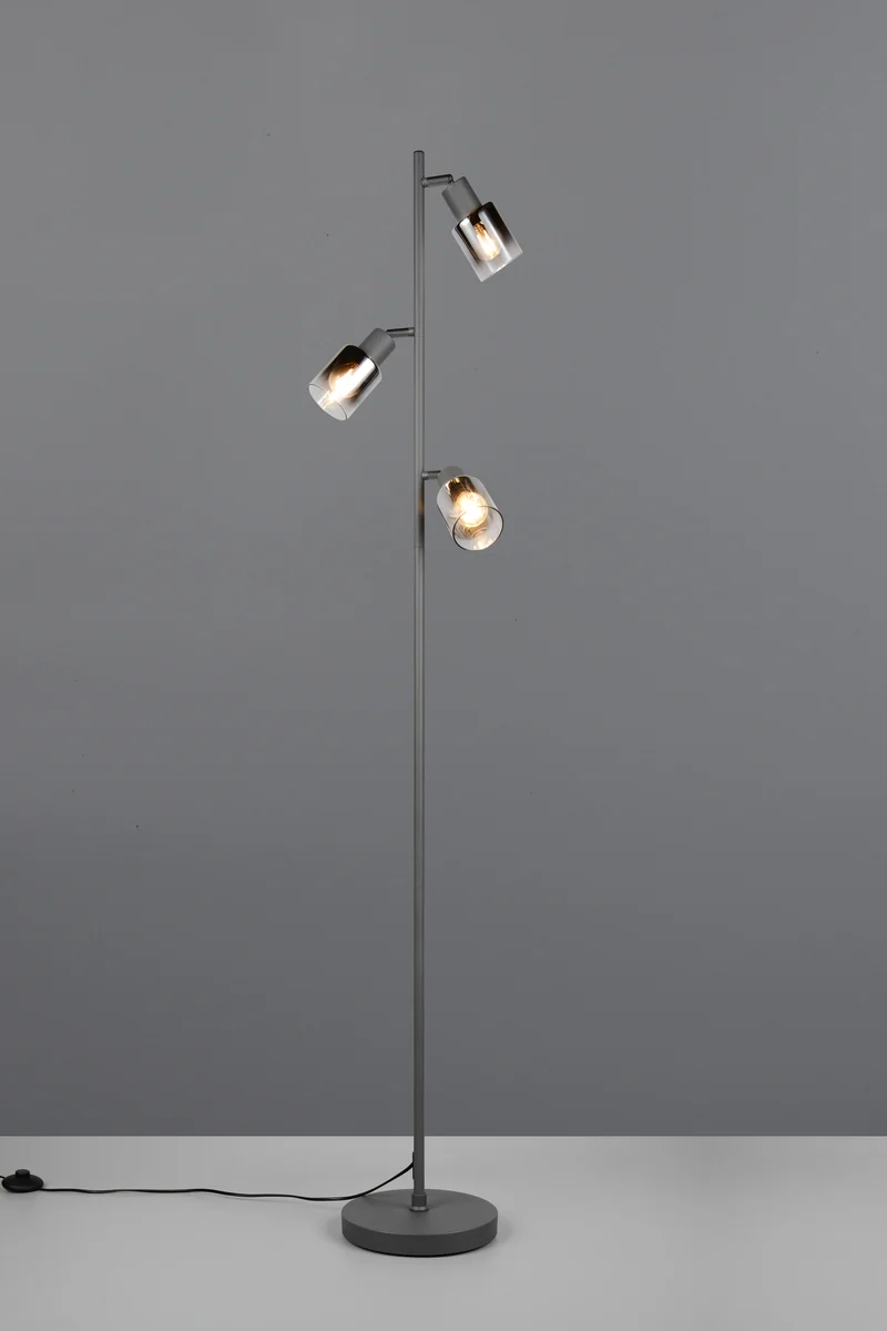 Lámpara de pie Trio Cadiz LED negro mate 2700K 154cm R