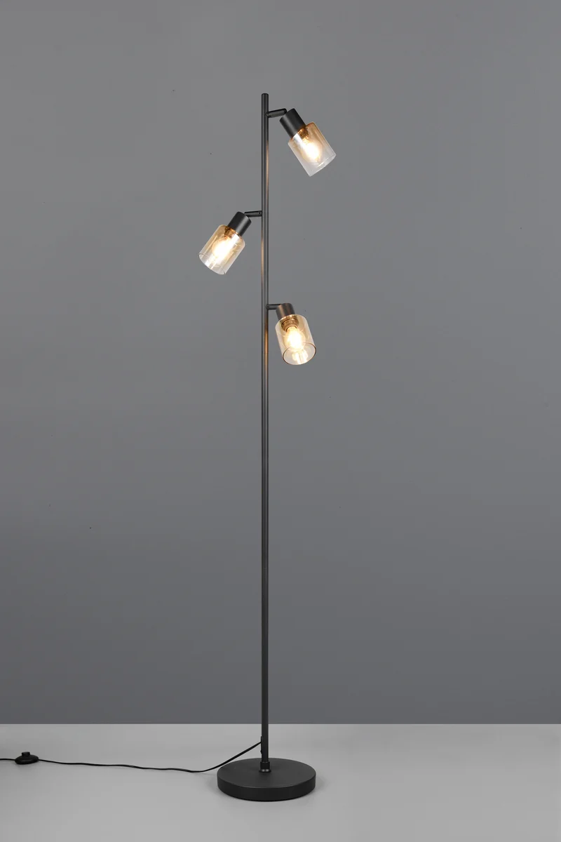 Lámpara de pie Trio Cadiz LED negro mate 2700K 154cm R