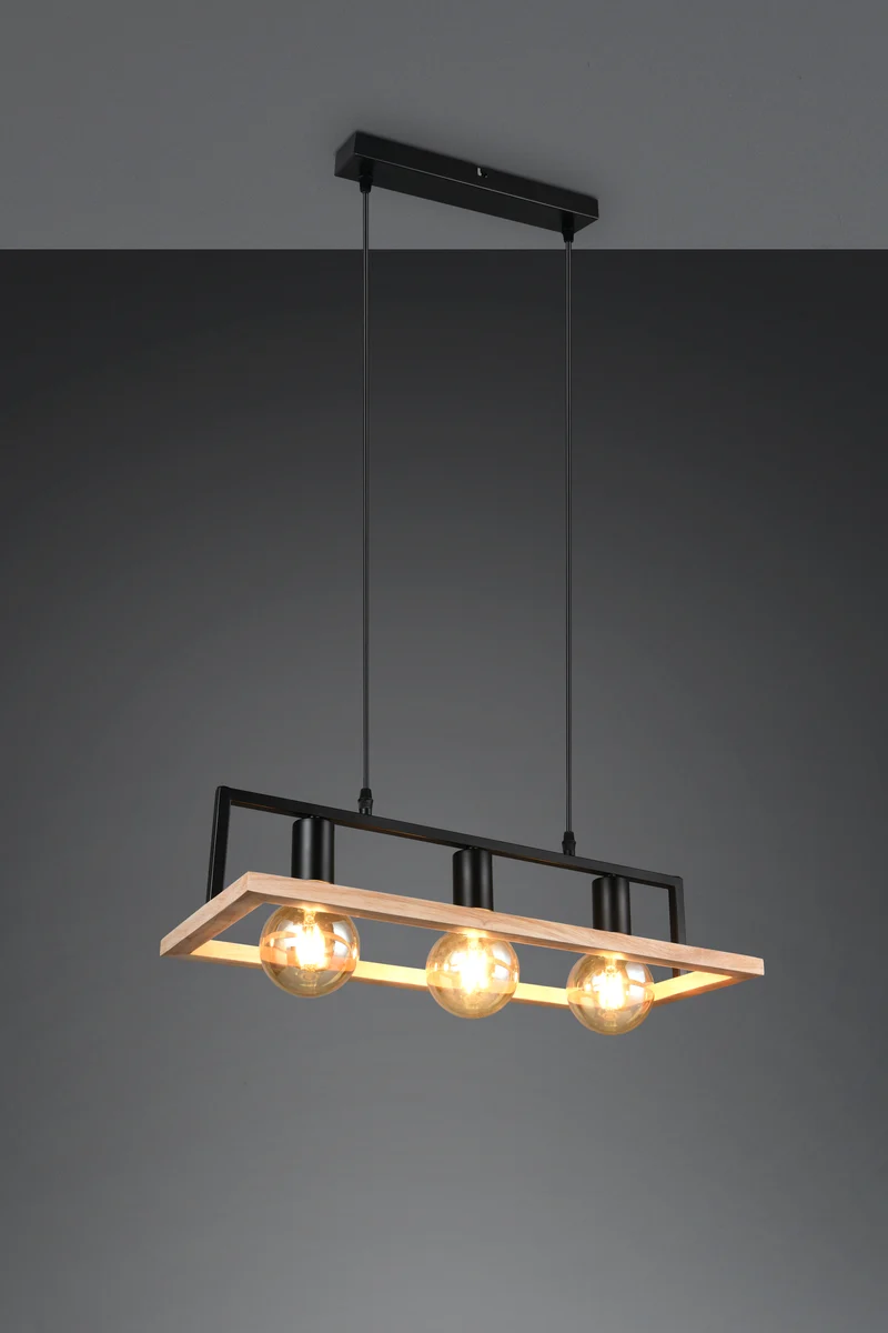 Lámpara de techo colgante Trio Bano LED negro mate 2700K 150cm R