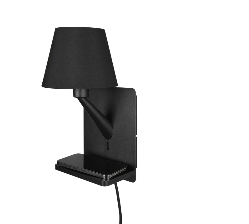 Aplique de pared Trio Comfort negro mate USB 31cm 262670132