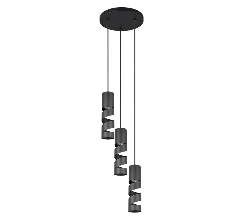 Lámpara de techo colgante Trio Stream 3 luces negro mate 150cm 364030332