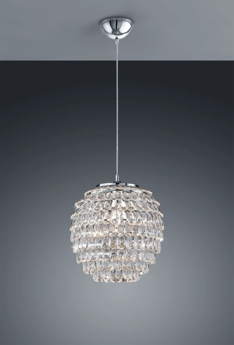 Lámpara de techo colgante Trio Petty cromo 160cm R30451906