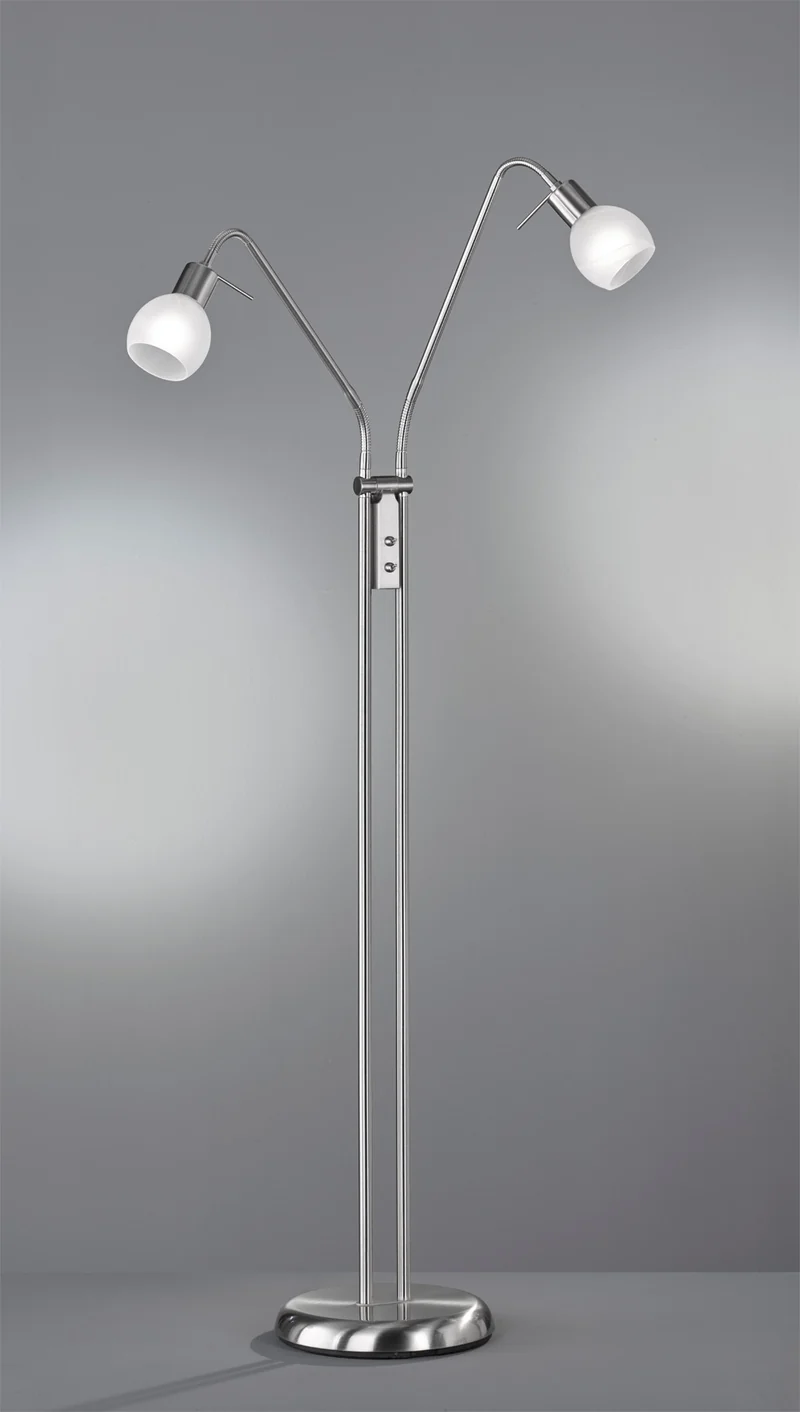 Lámpara de pie Trio Antibes 2 luces níquel mate 125cm R40172007
