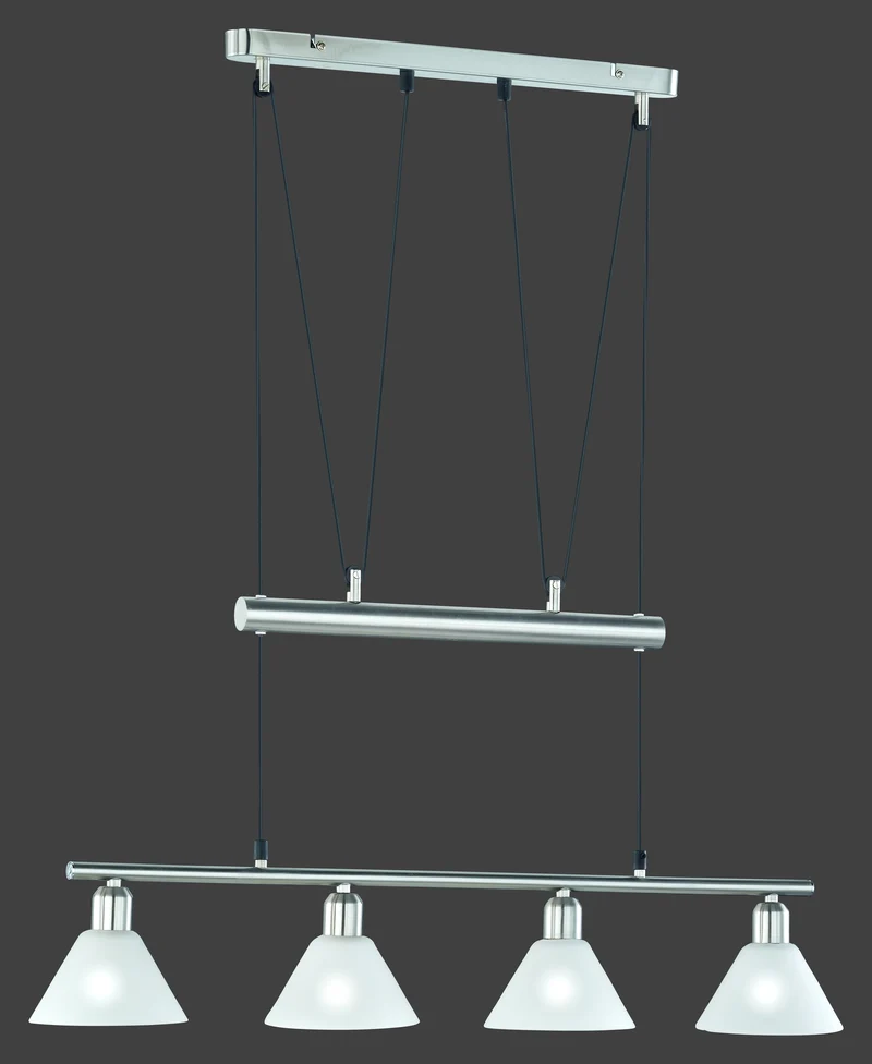 Lámpara de techo colgante Trio Stamina 4 luces níquel mate 180cm 3751041-07