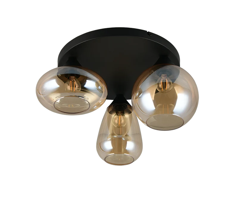 Plafón de techo Trio Lumina LED negro mate 2700K Ø48,5cm 6