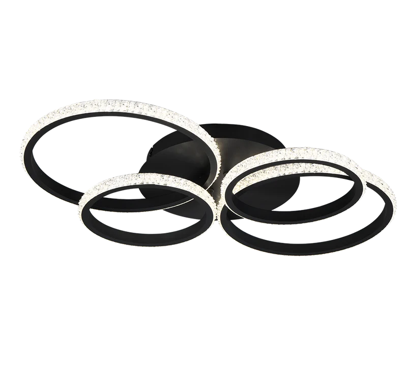 Plafón de techo Trio Cires LED negro mate 4000K 65,5cm R