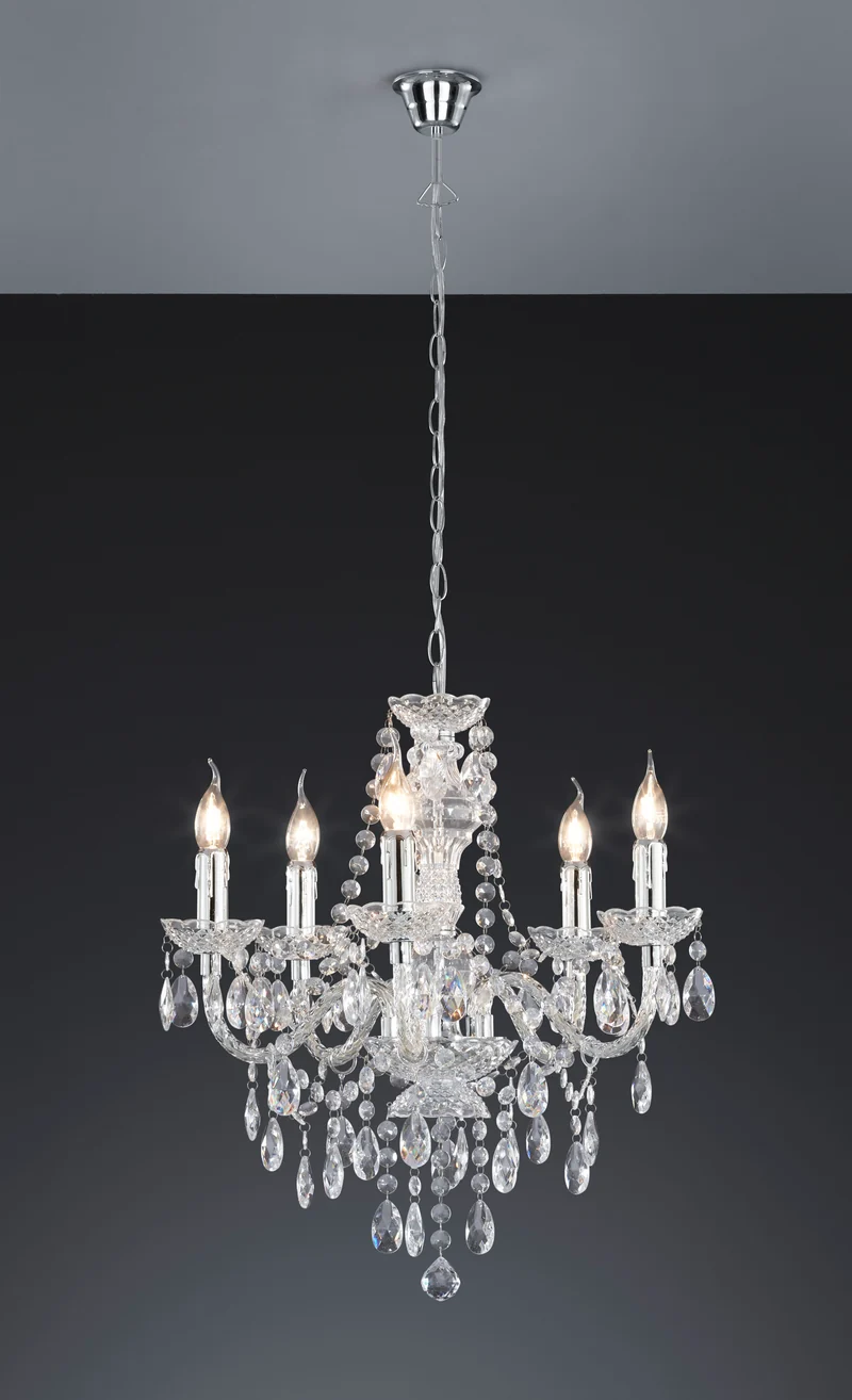 Lámpara Trio Lüster 5 luces cromo Ø52cm R1107-00
