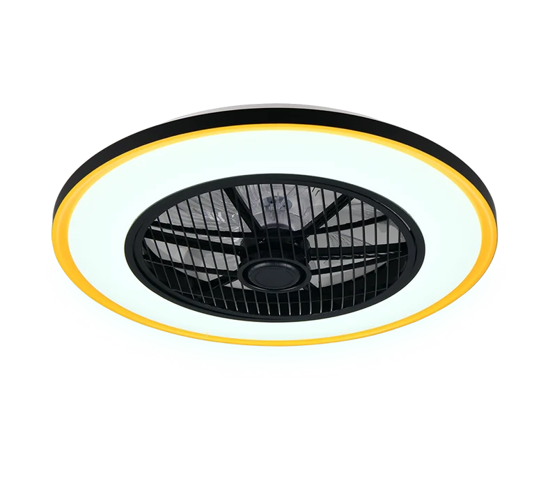 Plafón de techo Trio Varpula LED negro y dorado CCT Ø55cm R