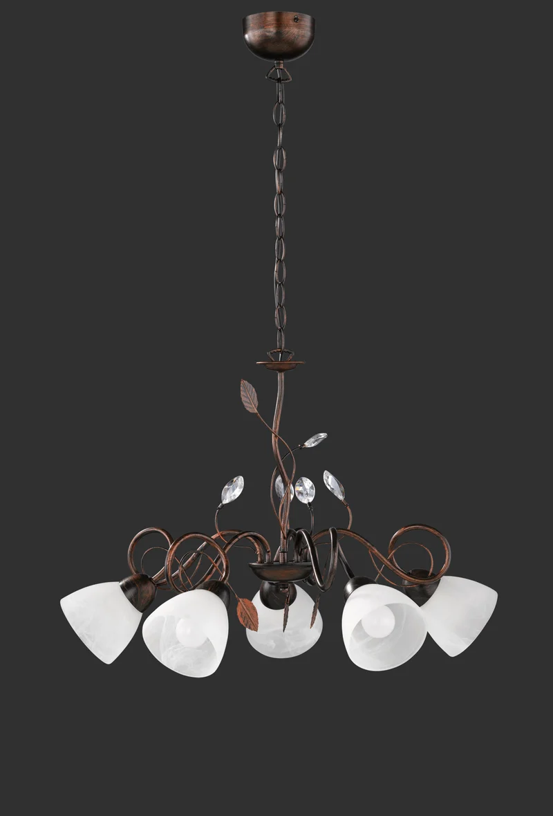 Lámpara Trio Traditio 5 luces óxido Ø70cm 110700528