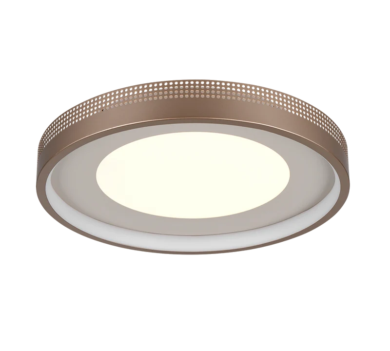 Plafón de techo Trio Solea LED marrón café 3000K Ø40cm 6