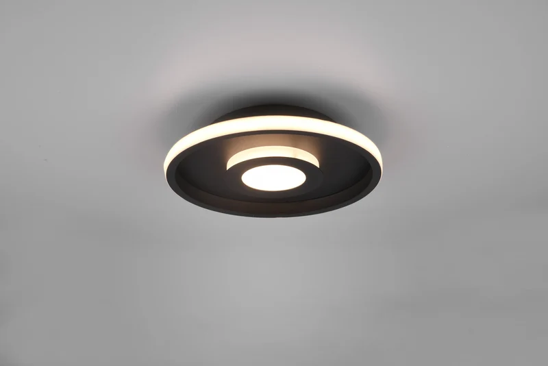 Plafón de baño Trio Ascari LED negro mate 3000K IP44 Ø30cm 6