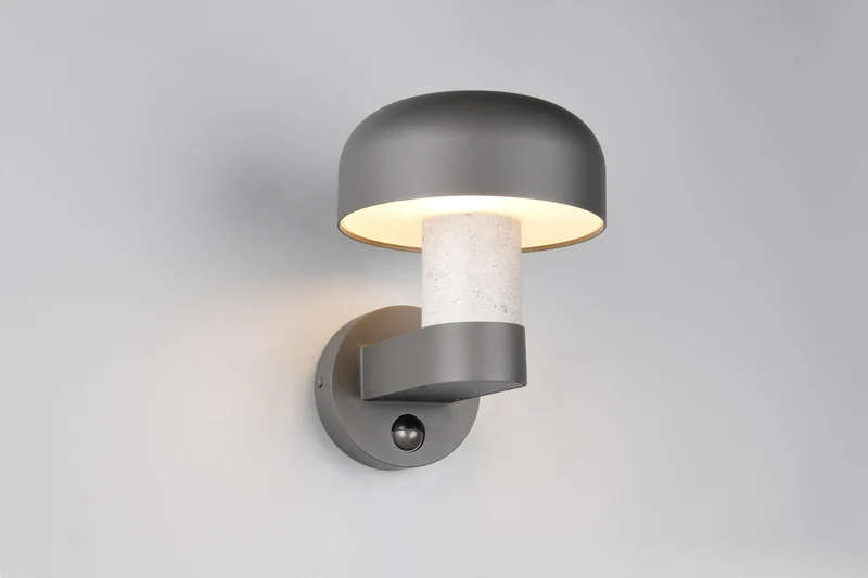 Aplique de exterior Trio Fraser color concreto con sensor movimiento IP54 262569178