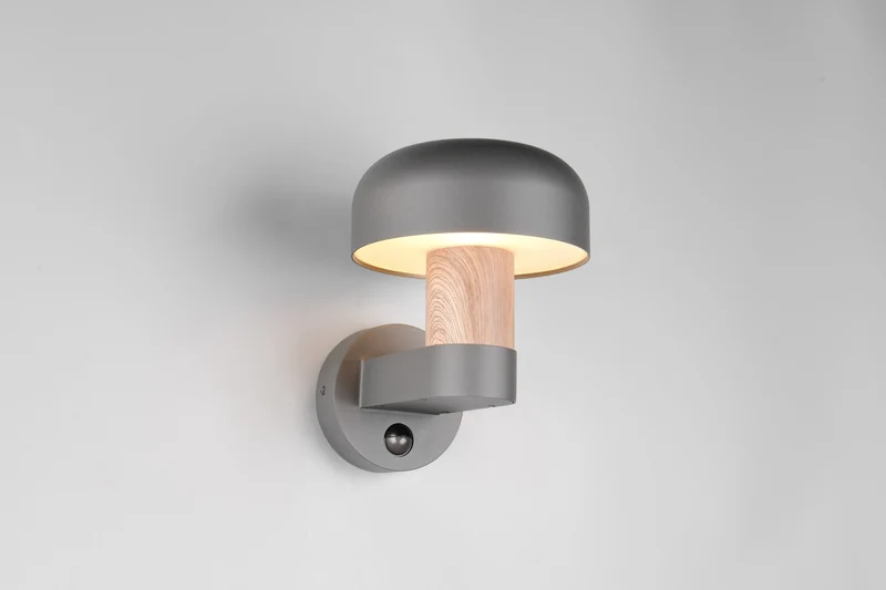 Aplique de exterior Trio Fraser imitación madera con sensor movimiento IP54 262569135